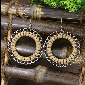 Boho Floral Hoop Dangle Earrings
